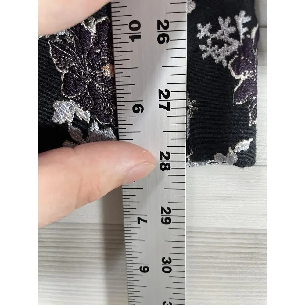 LOFT Pants Womens 6 Black Floral Marisa‎ Slim Fit Stretch Trousers Dress Modern